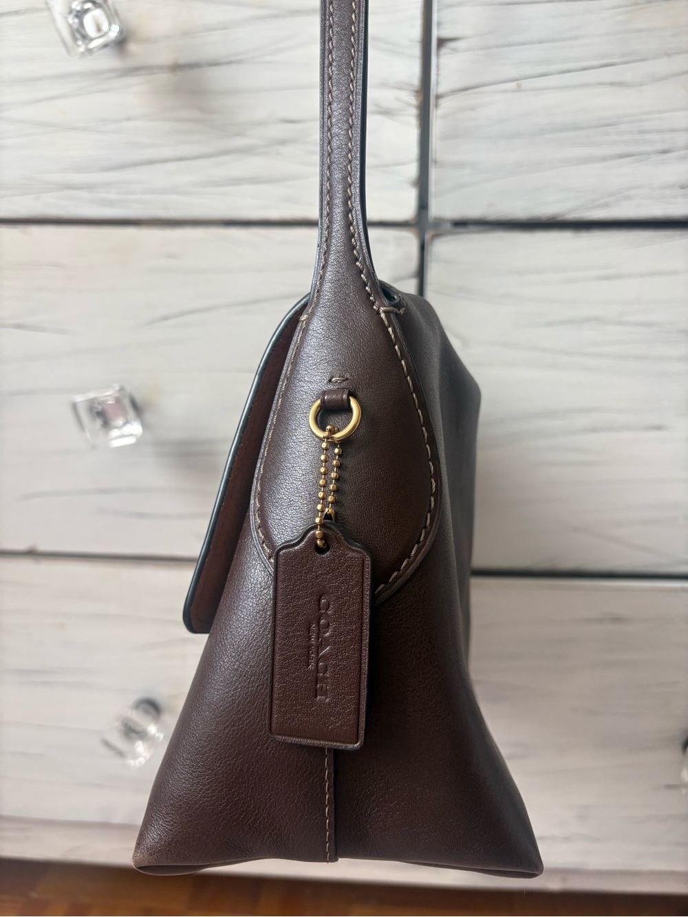 Coach Chocolate Brown Leather Shoulder Bag - Picture 10 of 12